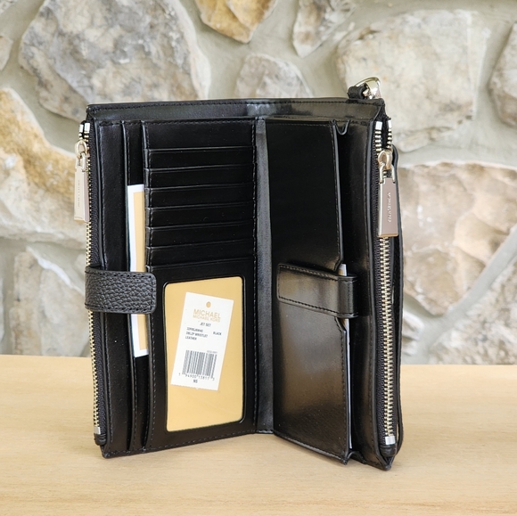 Michael Kors Adele Patchwork Double Zip Wristlet Black - Picture 3 of 6